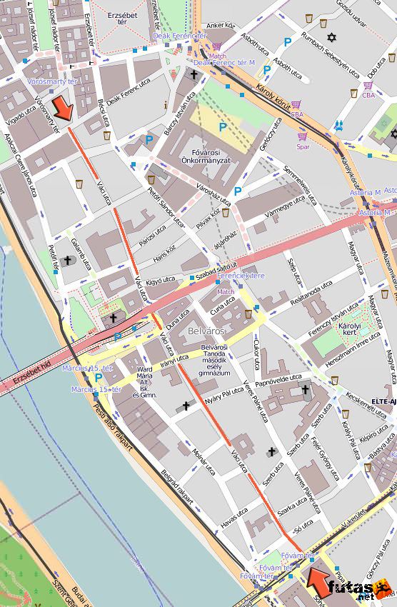 budapest térkép vörösmarty tér Váci utca térkép   Budapest belvárosi utcája budapest térkép vörösmarty tér