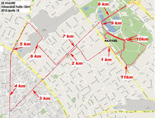  Vivicittá Városvédő futás térkép Budapest