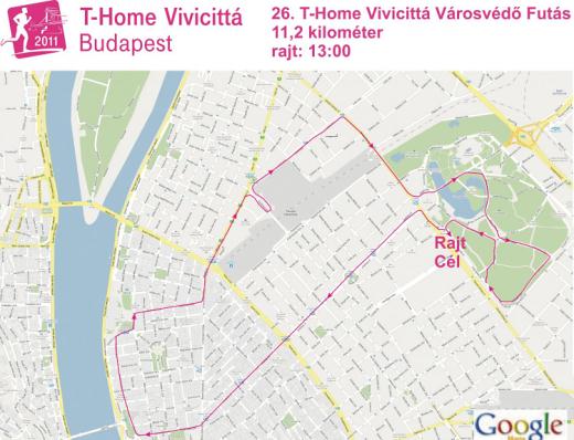 Vivicittá futás útvonala Budapest Városliget térkép 