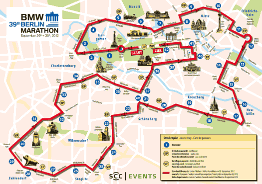 Berlin Marathon futás  útvonal térképe