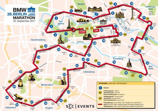 Berlin Marathon útvonal térkép