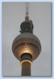 Berlin TV Tower, Berlin TV Torony, Berliner Fernsehturm there is a visitor platform and a rotating restaurant in the middle of the sphere