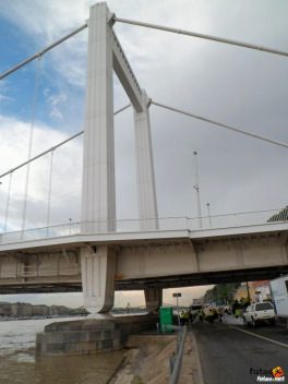 Áprád híd a Margitszigetről fotózva a budai hídrész