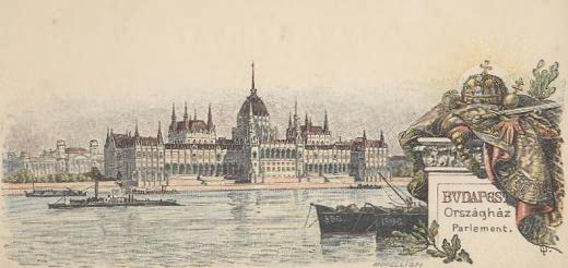 Országház Parlament épülete képeslapon
