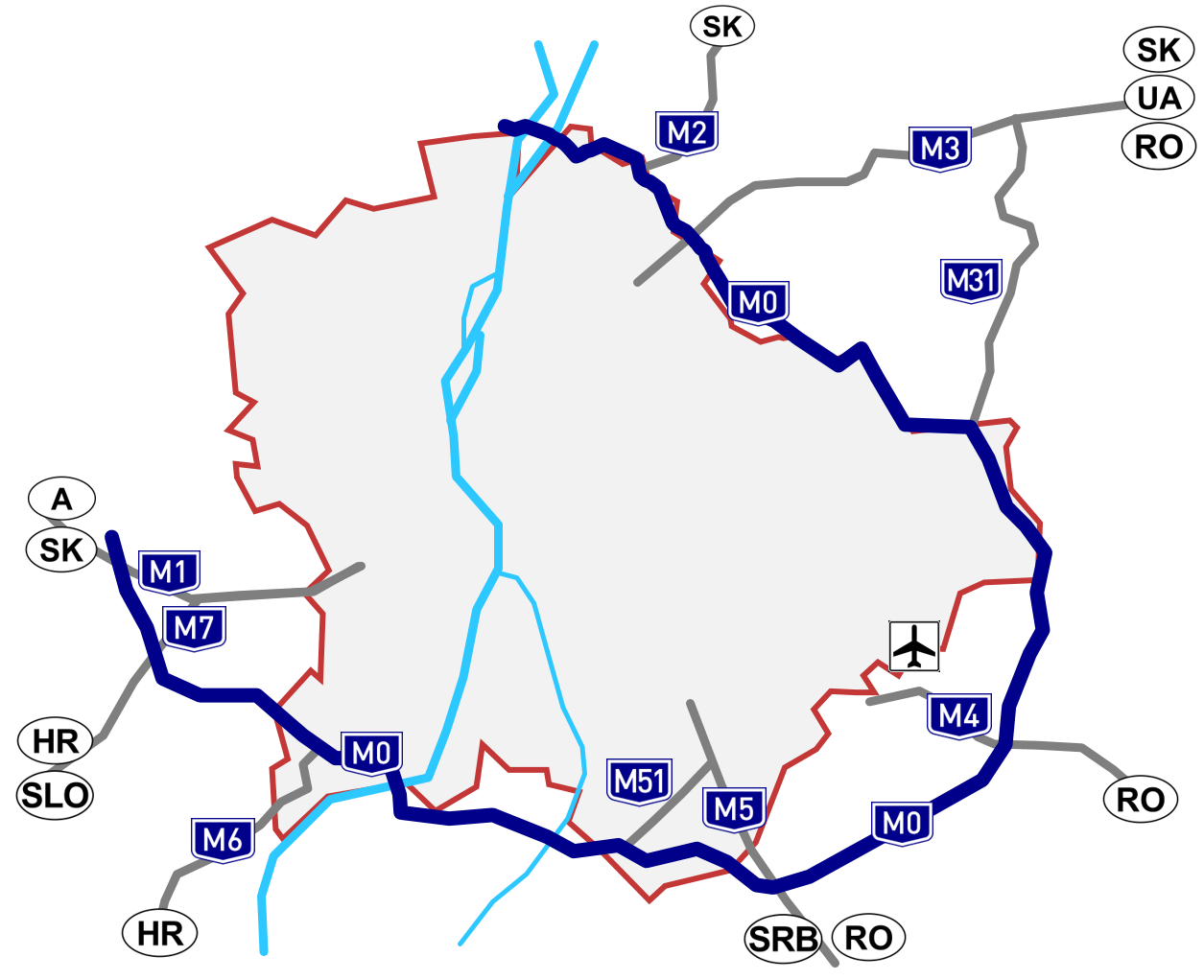 M0 és autópályák térkép útvonalak