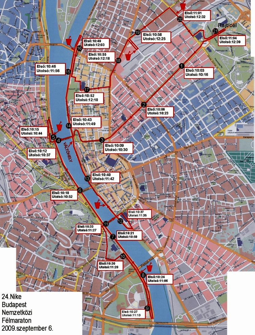 budapest útvonal térkép 24. Nike Budapest Nemzetközi Félmaraton Futók elhaladása és  budapest útvonal térkép