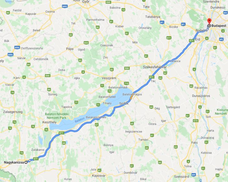 Nagykanizsa Budapest távolság térképe autóval