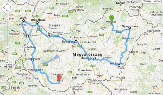 Magyarország térképe és útvonalterve