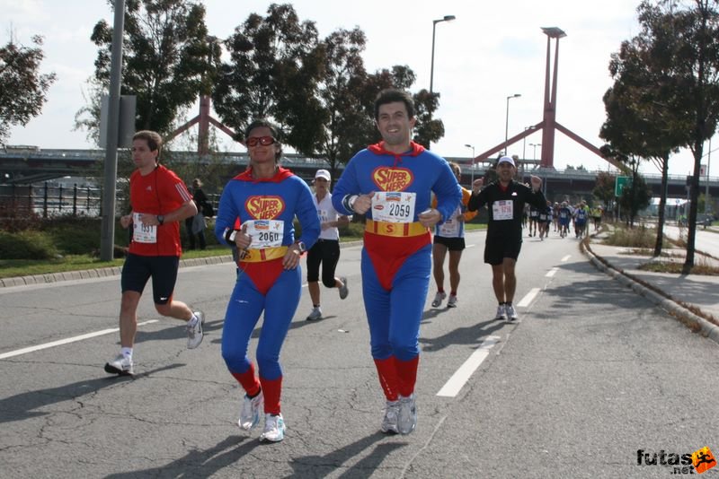 Budapest Marathon Super Heros, Andits Krisztina, Horkay Zsolt Budapest Marathon in Hungary,, Super Heros, Andits Krisztina, Horkay Zsolt