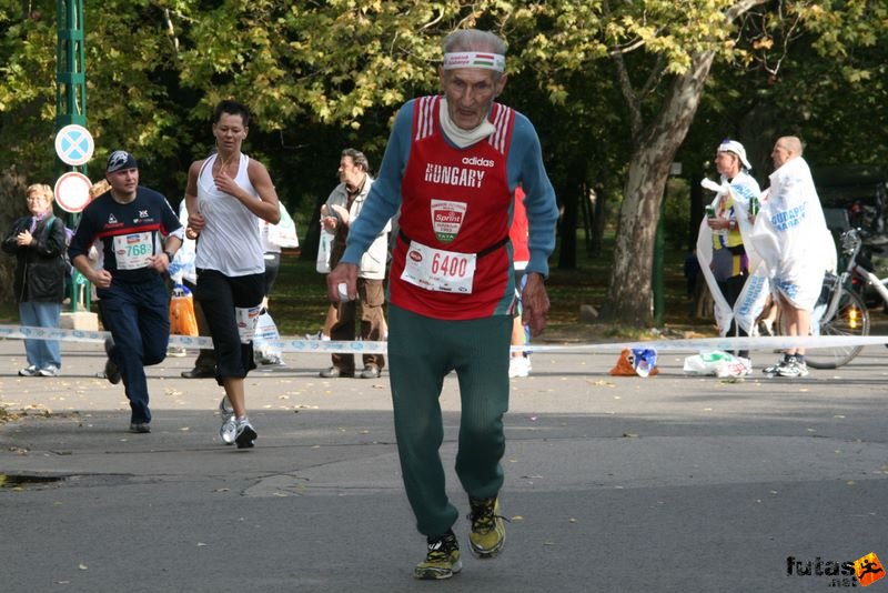 Budapest Marathon in Hungary,, Ötvös Ferenc, 81 years old, 30 kilometers