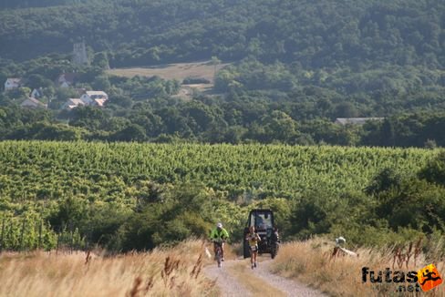 Bogár Jani a traktor előtt Ultrabalaton futás