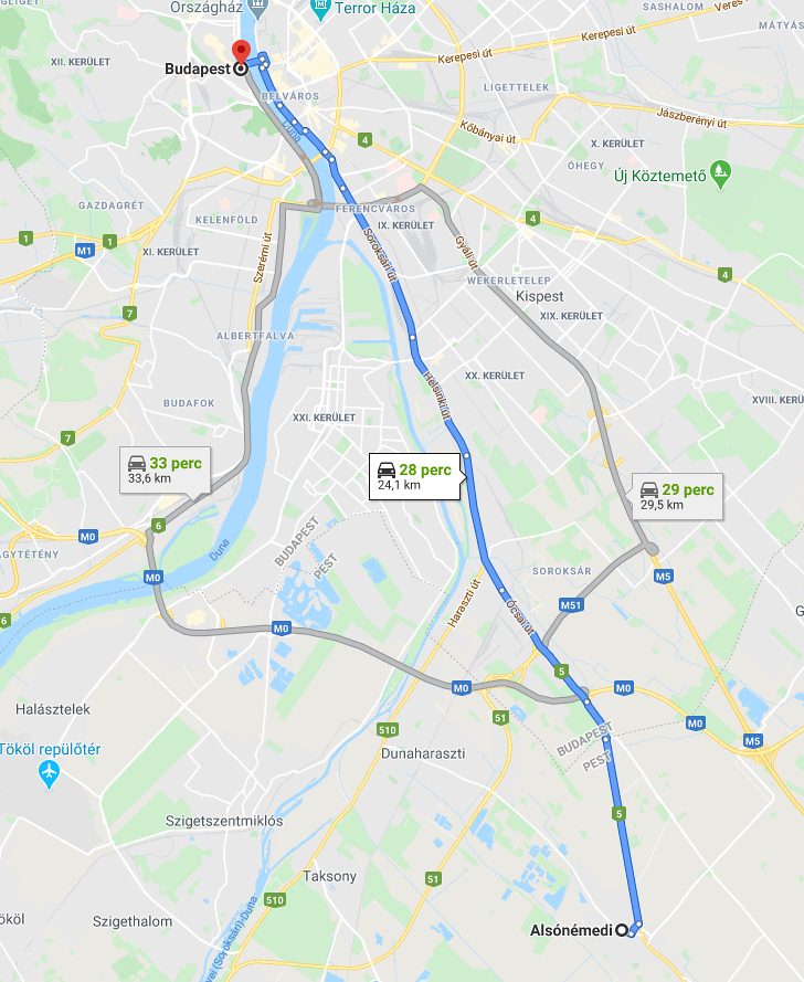 Alsópáhok Budapest távolsága térképen autós úton