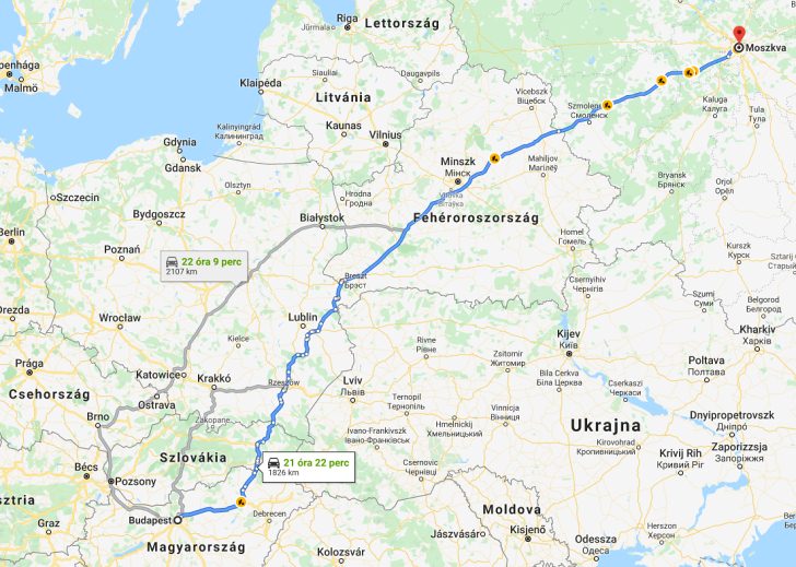 Moszkva Budapest távolsága térképen autós úton