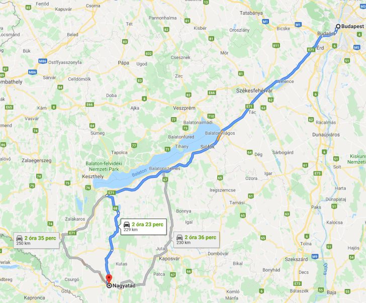 Nagyatád Budapest távolság térképe autóval