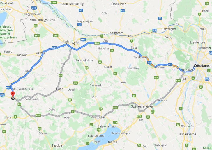 Sárvár Budapest távolsága térképen autós úton