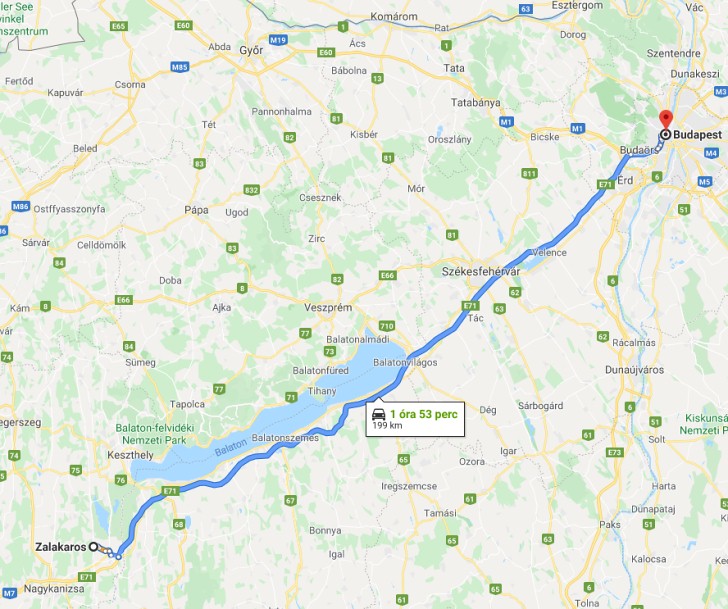 Zalakaros Budapest távolsága térképen autós úton