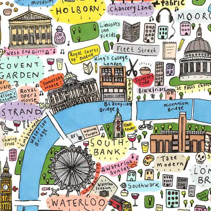 London belvárosi nevezetességek térképe