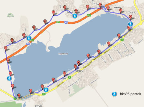 Velencei-tó térkép futó útvonal