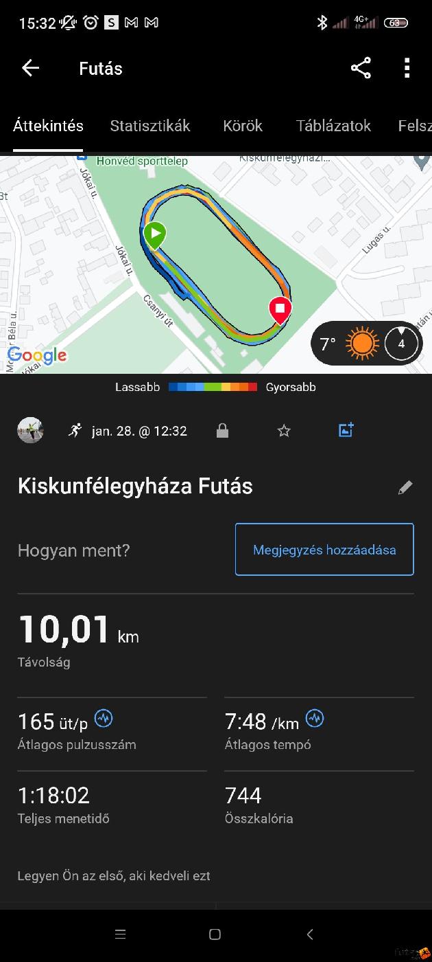 A képen a futás adatai látható. Csenki  Tímea  futó inbound5708491164826970.jpg
