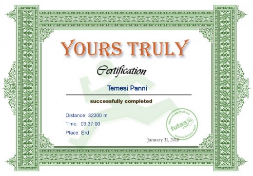 Yours Truly Hungary futás oklevél Temesi Panni futónak