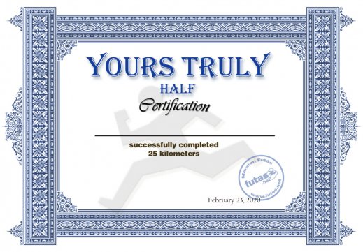 Yours Truly Hungary futás oklevél Görgényi  András  futónak